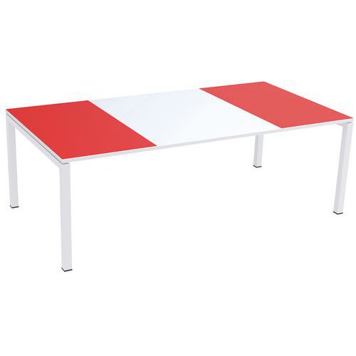 Table De Réunion Easydesk 220x114cm Plateau Blanc / Rouge