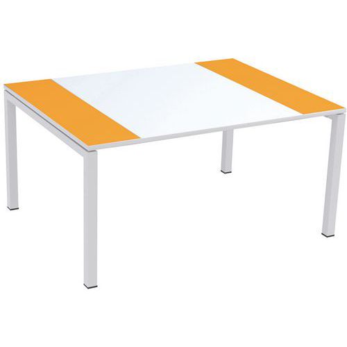 Table De Réunion Easydesk 150x114cm Plateau Blanc / Orange