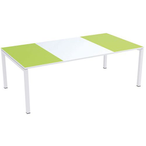 Table De Réunion Easydesk 220x114cm Plateau Blanc / Vert