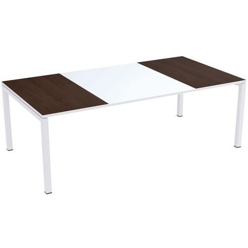 Table De Réunion Easydesk 220x114cm Plateau Blanc / Wenge