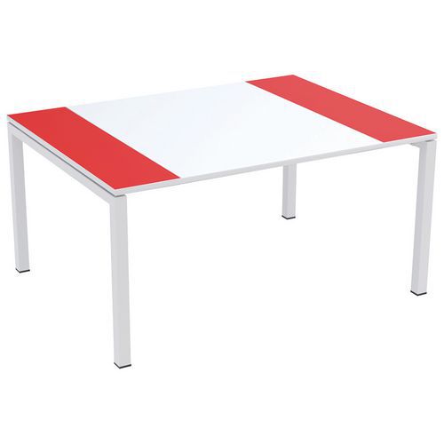 Table De Réunion Easydesk 150x114cm Plateau Blanc / Rouge