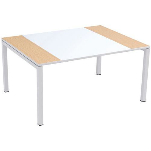 Table De Réunion Easydesk 150x114cm Plateau Blanc / Hêtre