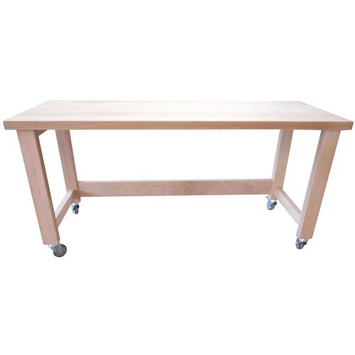 Table de travail bois sur roulettes - Longueur 2000mm - Etablis Francois