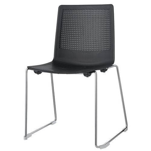 Lot de 2 - Chaises Perfy Pieds Traîneau Chromés Coque Polypro Noir