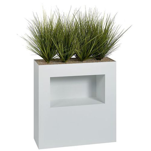 Jardinière Métal Avec Patins/niche H 90 Graminées Blanc