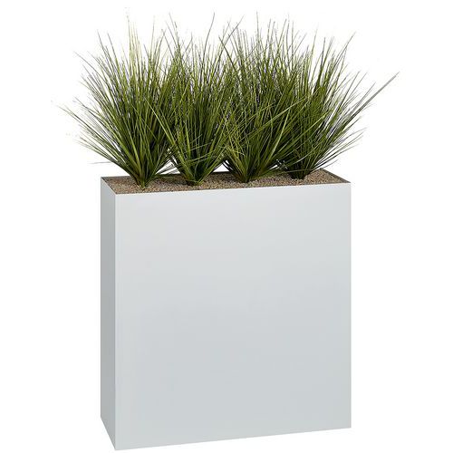 Jardinière Métal Sur Patins M1 Hauteur 90 Cm Graminées Blanc