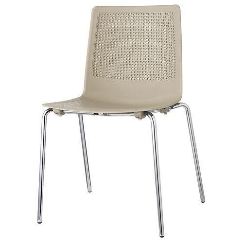 Lot de 2 - Chaises Perfy 4 Pieds Chromés Coque Polypro Beige