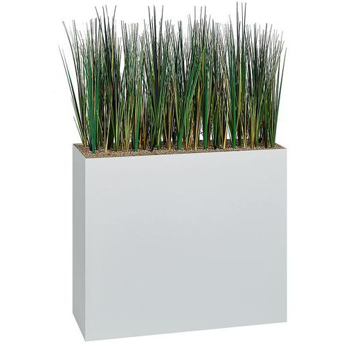 Jardinière Métal Sur Roulettes Hauteur 74 Cm Herbes Blanc
