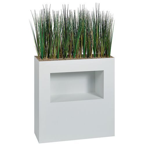 Jardinière Métal Avec Patins/niche H 90 Cm Herbes Blanc