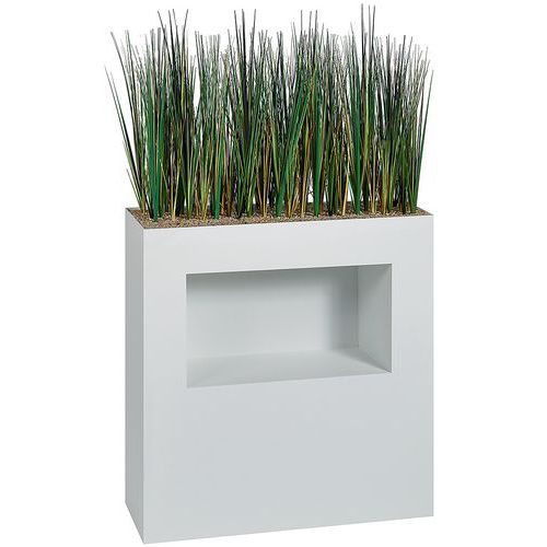 Jardinière Métal Avec Roulettes/niche H 90 Cm Herbes Blanc