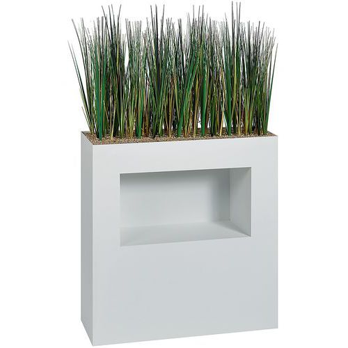 Jardinière Métal Avec Roulettes M1/niche H 90 Cm Herbes Blc