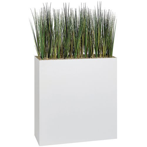 Jardinière Métal Sur Roulettes Hauteur 90 Cm Herbes Blanc