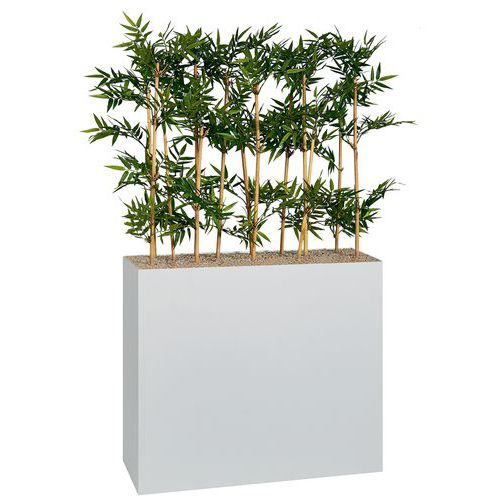 Jardinière Métal Sur Patins M1 Hauteur 74 Cm Bambous Blanc