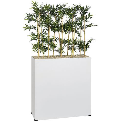 Jardinière Métal Sur Patins Hauteur 90 Cm Bambous Blanc