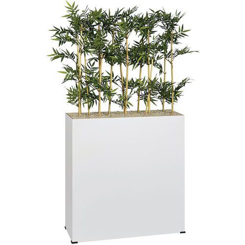 Jardinière Métal Sur Roulettes M1 Hauteur 90 Cm Bambous Blc