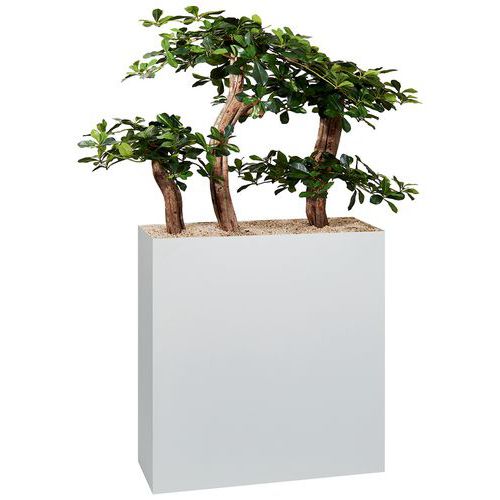 Jardinière Métal Sur Roulettes Hauteur 90 Cm Bonzaï Blanc