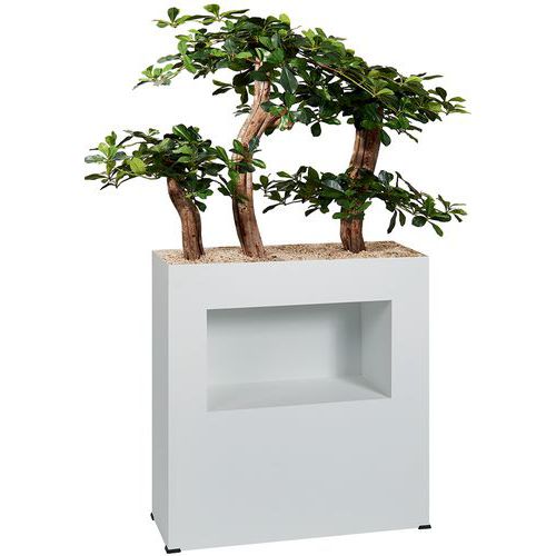 Jardinière Métal Sur Patins Avec Niche H 90cm Bonzaï Blc