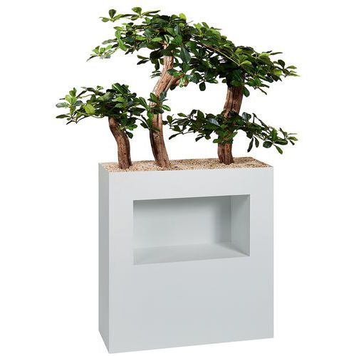 Jardinière Métal Sur Roulettes Avec Niche H 90cm Bonzaï Blc
