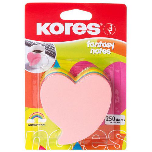 Note Repositionnable CÅ“ur Fantaisie 70x70mm Couleur Neon
