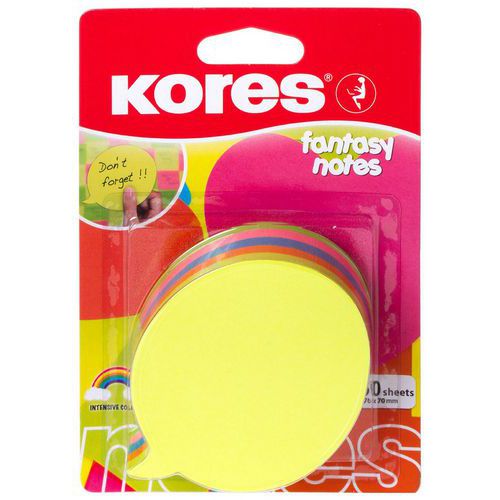 Note Repositionnable Bulle Fantaisie 70x70mm Couleur Neon