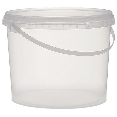 Lot de 42 - Seau Plastique Transparent Rond Avec Couvercle - 3l