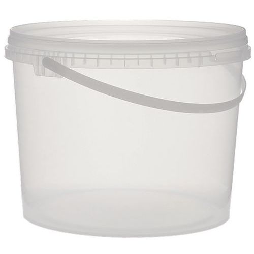 Lot de 42 - Seau Plastique Transparent Rond Avec Couvercle - 10l