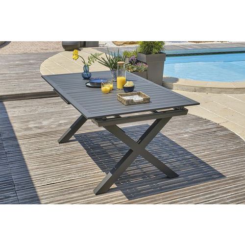 Table De Jardin Floride 180/240x100cm Gris Anthracite