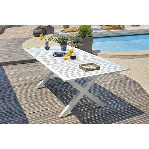 Table De Jardin Floride 180/240x100cm Blanc