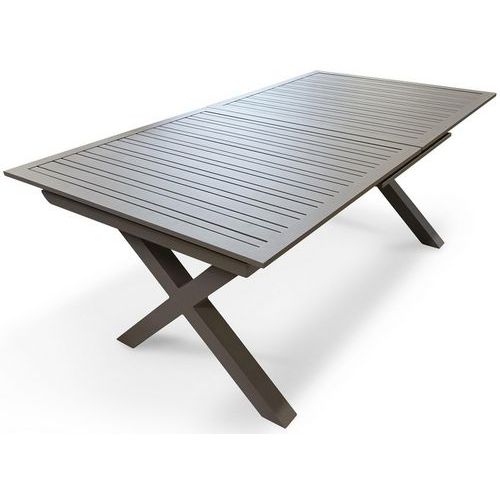 DcbGarden - Table de jardin Floride 240x100cm Aluminium Taupe - Rectangulaire Extensible 10 Personnes - Usage Régulier