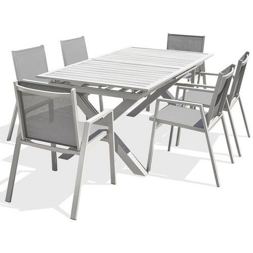 1 Table Jardin Floride 240x100cm + 6 Fauteuils Blanc