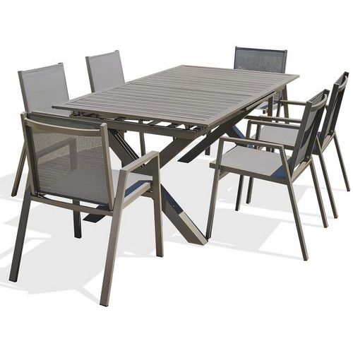 1 Table Jardin Floride 240x100cm + 6 Fauteuils Quartz