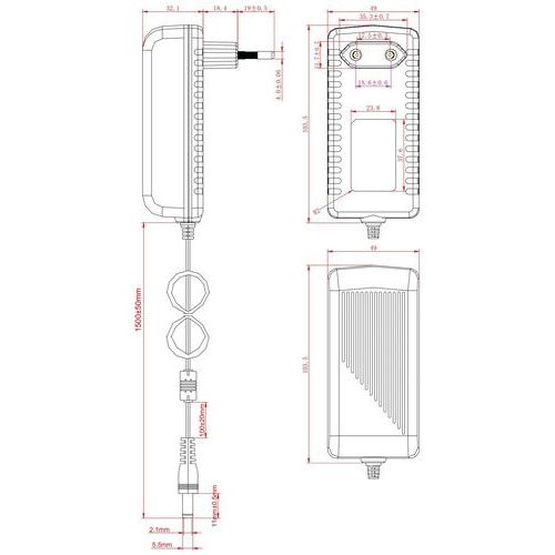 Bloc D'alimentation Jack - 55x21 Mm - 20 W
