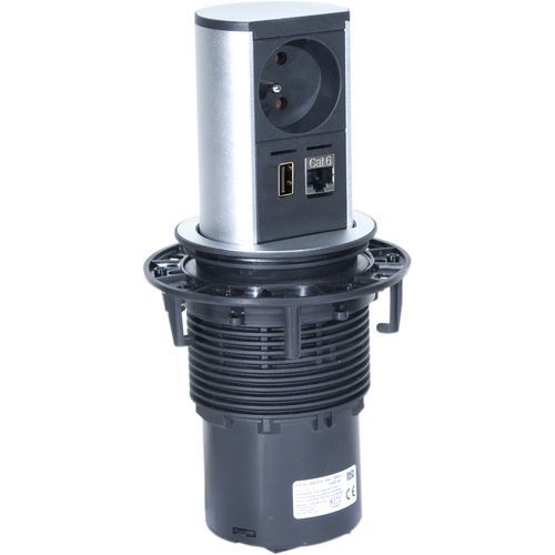 Multiprise Encastrable Elevator - 1 Prise+1 Rj45+1 Usb