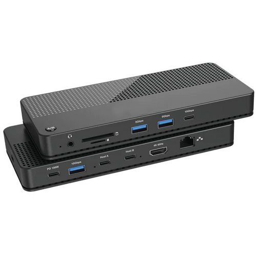 Switch KVM USB-C 2 ports 10 en 1 - Câble 1m - Hub Docking Polyvalent
