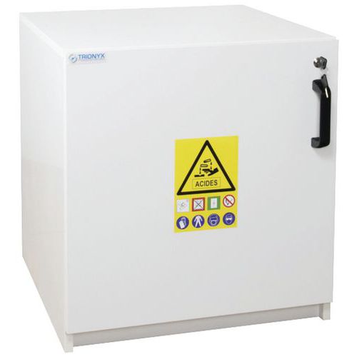 Trionyx - Armoire PVC Sécurité Anti-corrosion 1 Porte 1 Compartiment 30L Blanc - Stockage Produits Dangereux