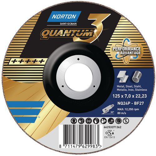 Disque à barber Quantum 3 Metal - Norton 125x7x22.23