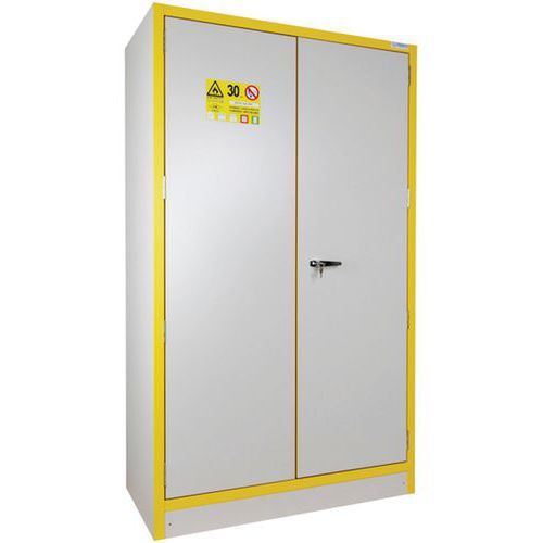 Trionyx - Armoire de sécurité multirisques haute 2 portes 4 compartiments - 1980x1115x670mm - Résistance au feu 30 min - Gris/jaune