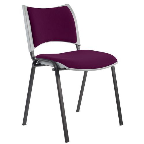 GGI - Lot de 2 Chaises Yuma Coque Grise Dos et Assise Fuschia Pieds Noir - Empilable - Confortable