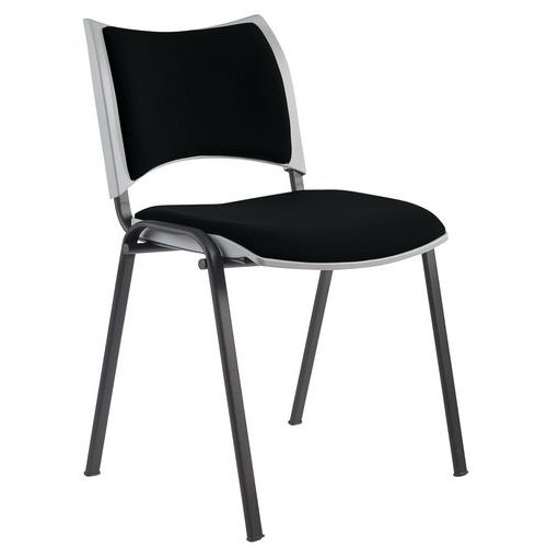 GGI - Lot de 2 Chaises Yuma Coque Grise Dos et Assise Noirs Pieds Noirs - Empilable - Confort et Design