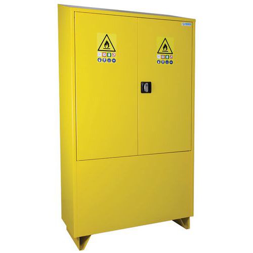 Trionyx - Armoire de sécurité pour produits inflammables - 200L, 2 portes, Acier, 130L rétention, Norme CNPP