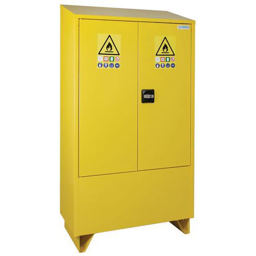 Trionyx - Armoire de sécurité pour produits inflammables 100L - Acier Jaune - 2 Portes - Normes Européennes - Rétention 112L