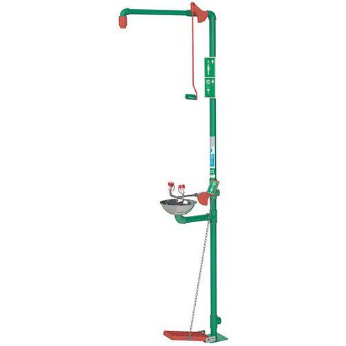 Douche Et Laveur D'yeux Combiné Acier Galvanisé