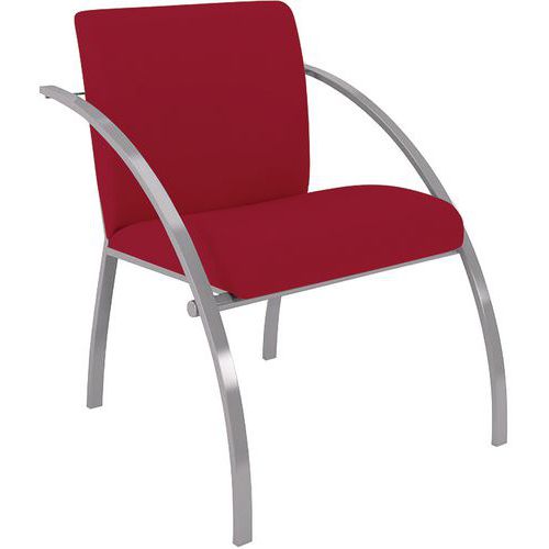 GGI - Fauteuil EVA 1 place PVC Rouge - Pieds Gris Alu - Assise Confortable - Usage Accueil