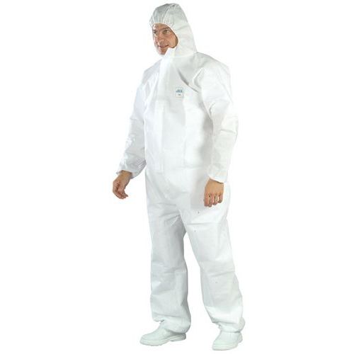 Coverguard - Combinaison de travail SMS avec cagoule - Blanc - Taille 5 - Protection corps - 65 g/m²
