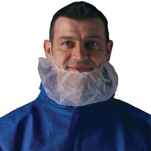 Coverguard - Cache-barbe blanc double élastique - Polypropylène - Taille unique - EPI