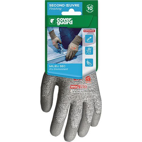 Coverguard - Gants Eurocut P500 CUT D. HPPE J13 - Taille 10 - Polyuréthane Gris - Protection Niveau 5