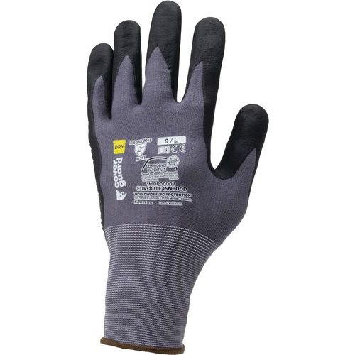 Coverguard - Gants Eurolite 15N600D Enduit Nitrile Paume - Taille 6 - Noir - Protection et Confort