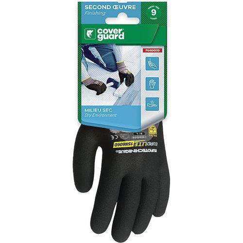 Coverguard - Gants Eurolite 15N606D enduit 3/4 micro-mousse nitrile - Taille 8 - Noir - EPI