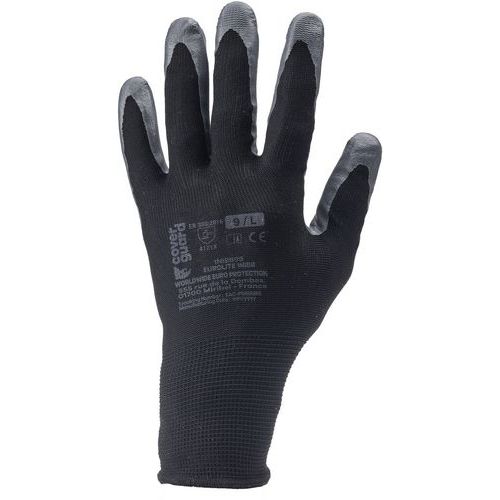 Coverguard - Gants Eurolite 1NIBB J13 enduit nitrile gris - Taille 9 - Protection paume polyester - EPI