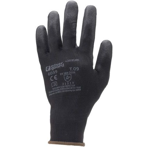 Coverguard - Gants Eurolite 6040 J13 - Taille 9 - Polyester enduit Polyuréthane - Paume noire - EPI